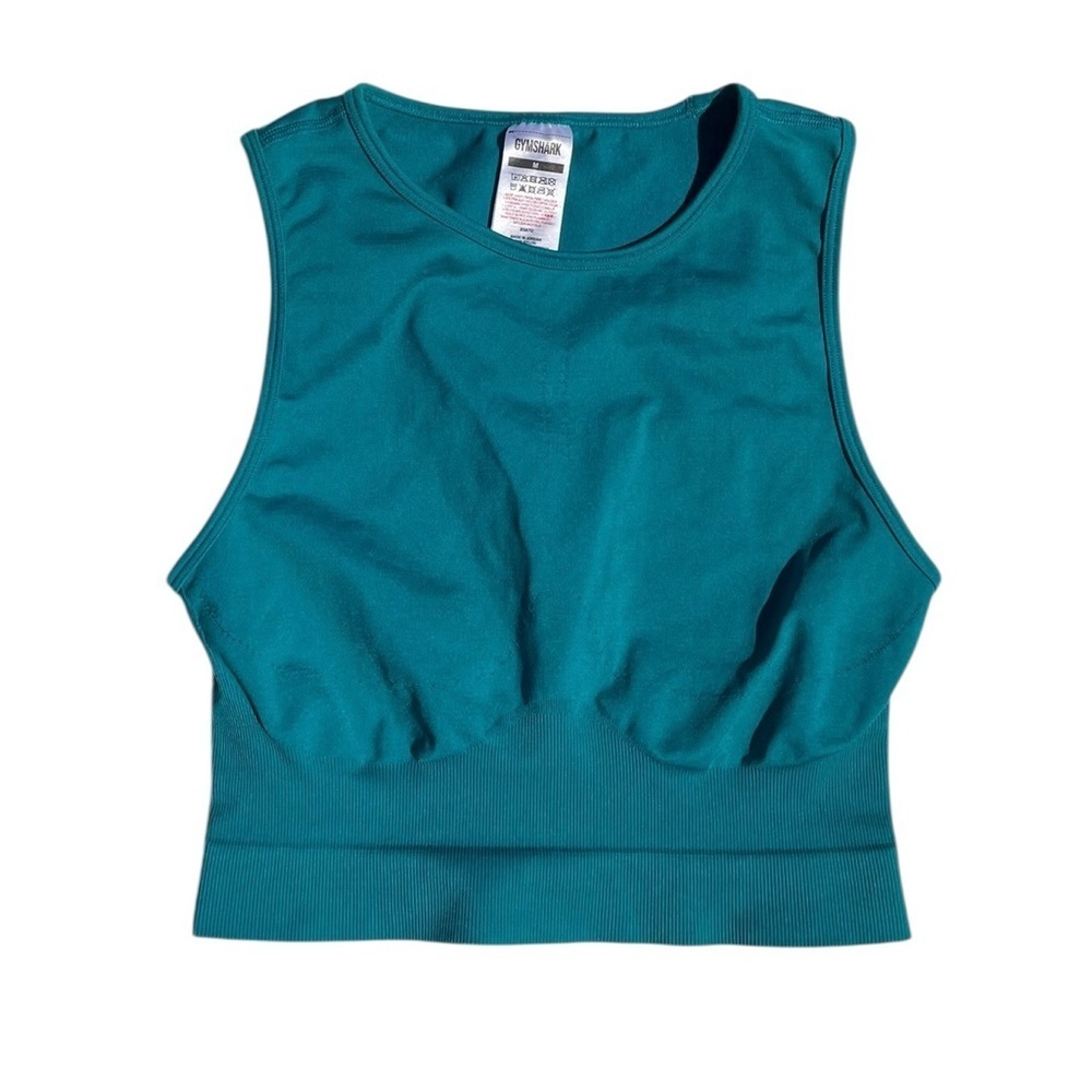 Gymshark sweat seamless midi tank sleeveless crop workout gym teal women medium - Picture 3 of 8